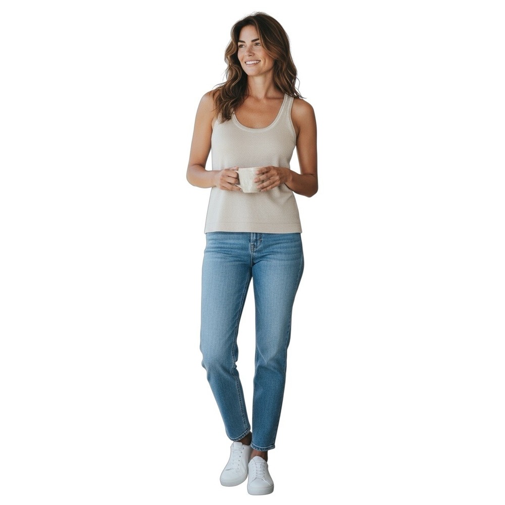 Banana Republic Organic‎ Cotton Knit Tank Top Beige Sleeveless Size XS